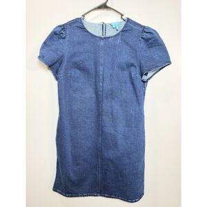 Draper James Dark Wash Denim Puff Sleeve Shift Dress Size 12 Reese Witherspoon